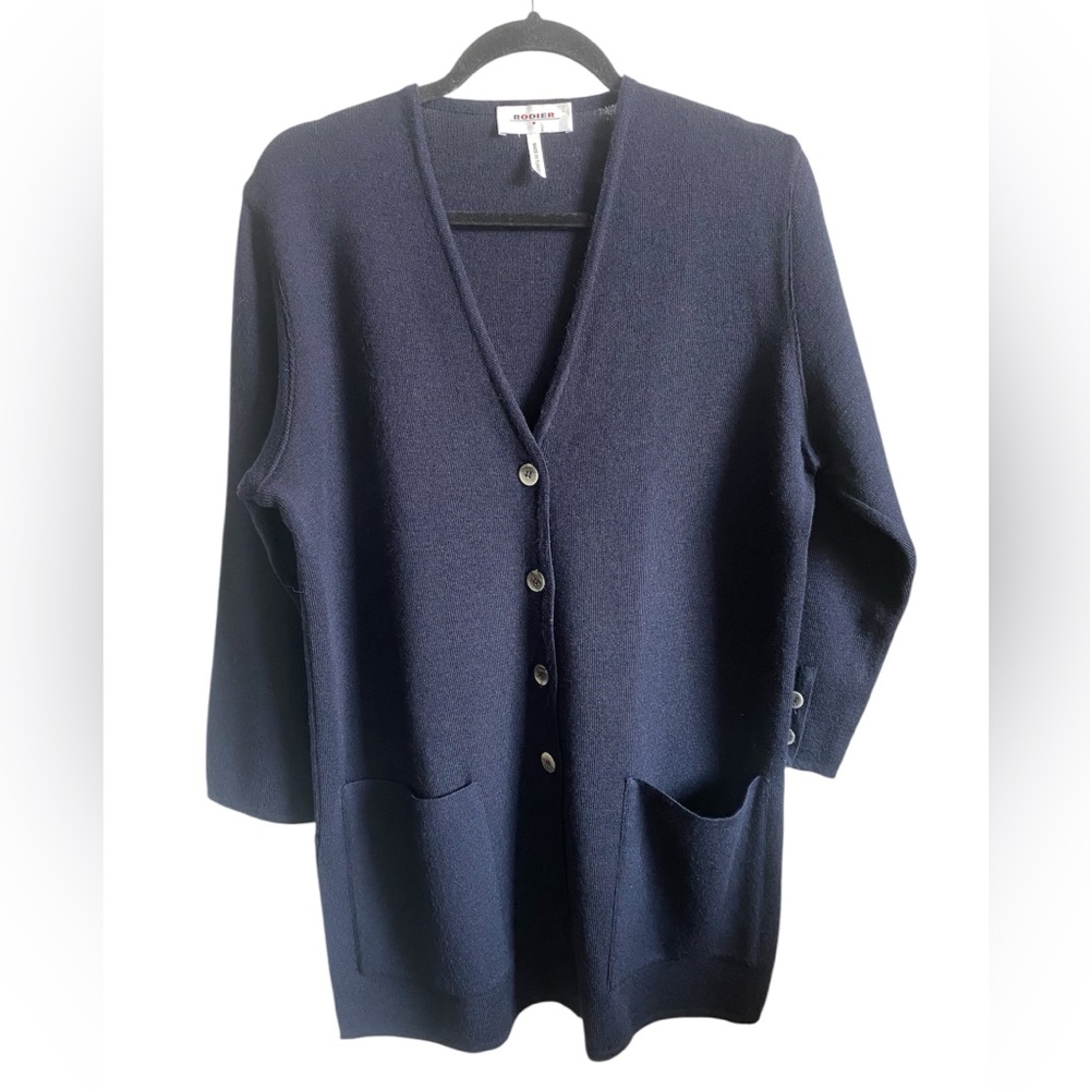 RODIER Women’s Navi Classic Wool Cardigan Size 42/US 12